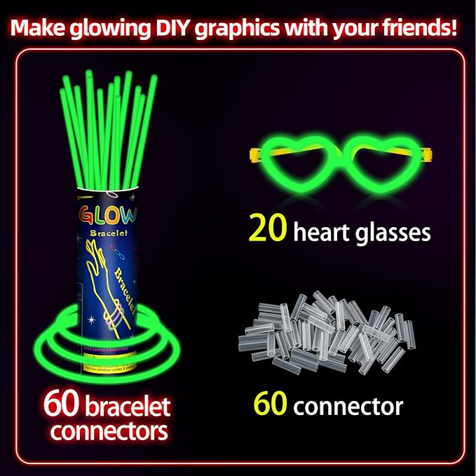 60 Pack 8” Green Glow Sticks Bulk Bright Glow Sticks - Image 2