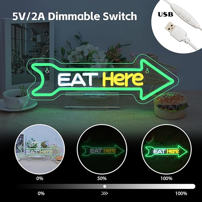 Looklight Eat Here Arrow Neon Sign Dimmale Neon Lights - Image 5