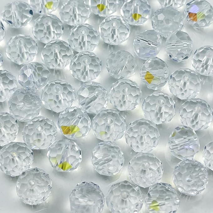 50pcs 10mm Crystal Glass Beads for Crafts Faceted Rondelle Glass Beads for by Unknown