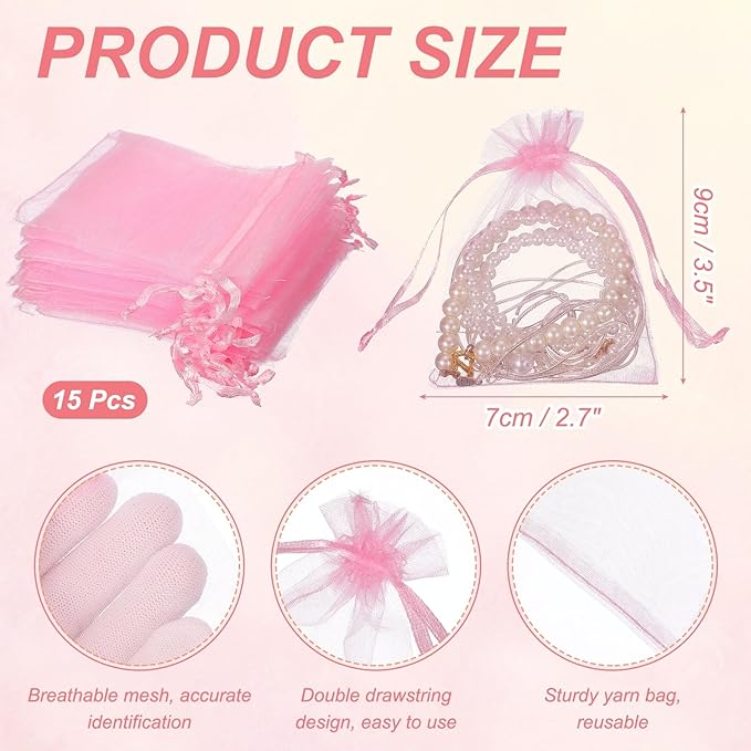 uxcell 50 Pcs Organza Gift Bags, 2.7x3.5 Inch Drawstring Pouches Jewelry Gift - Image 2