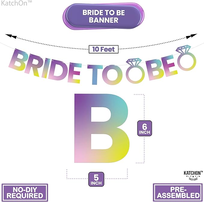 KatchOn, Iridescent Bride To Be Banner Purple - Image 2