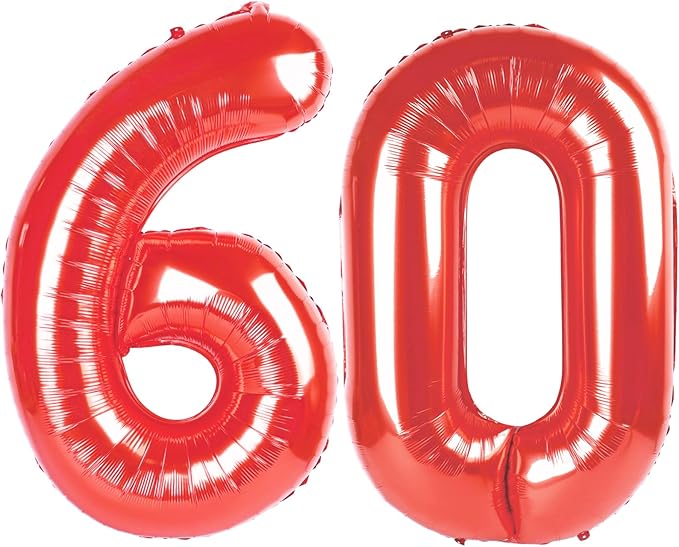 Red 60 Number Balloon by Upgesy
