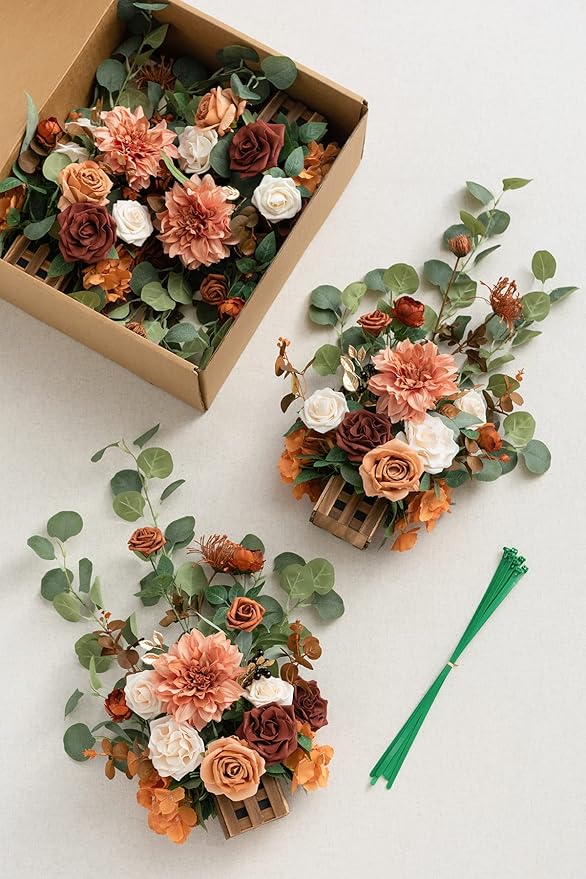 Ling's moment 17.5" Tall Standing Artificial Flowers Arrangements 4pcs Fall - Image 9