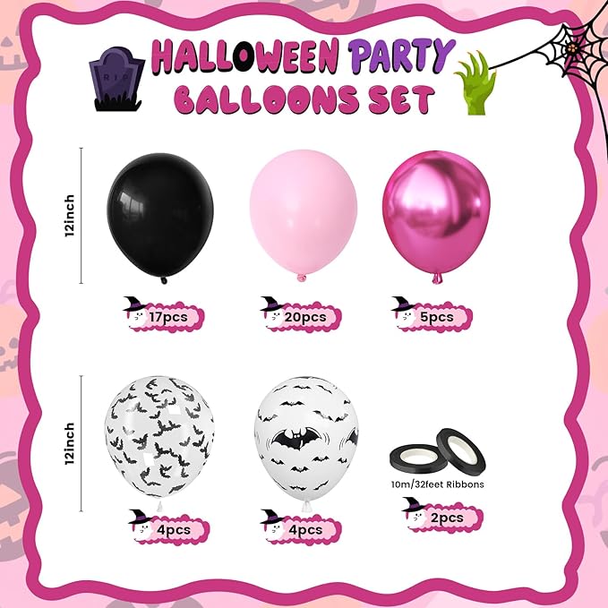Pink Halloween Balloons Set - Image 2