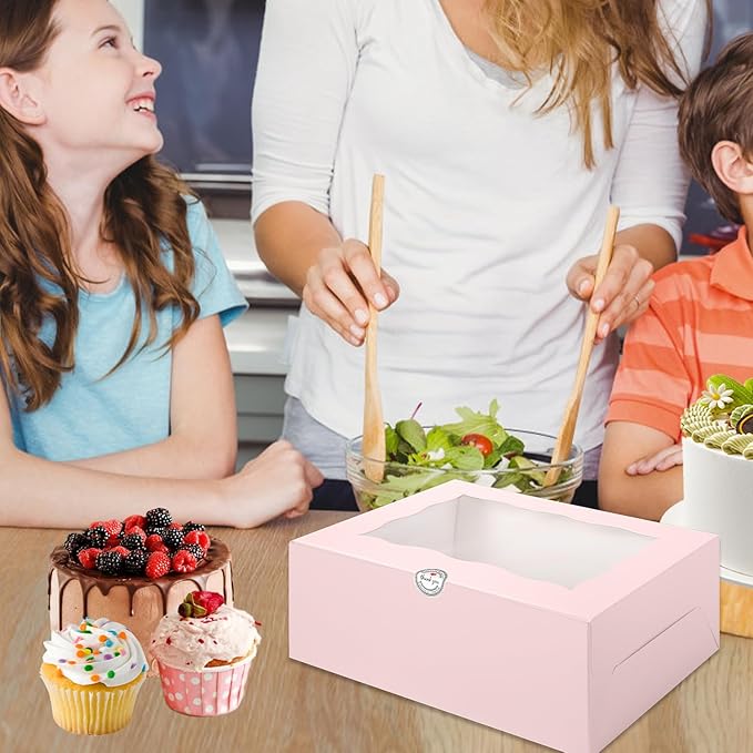 JCD 8 Packs Pink Bento Cake and Cupcake Box 1+8 Bento Box - Image 6