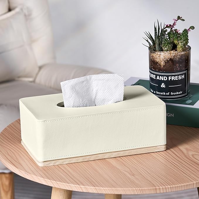 Rectangular Tissue Box Cover for Bathroom, Livingroom, Hand Carved Leather - Image 6
