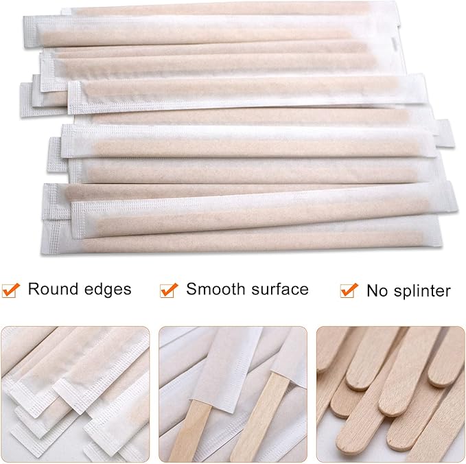 BLUE TOP Individually Paper Wrapped Wooden Coffee Stirrers 4.3 Inch Pack 500 - Image 5