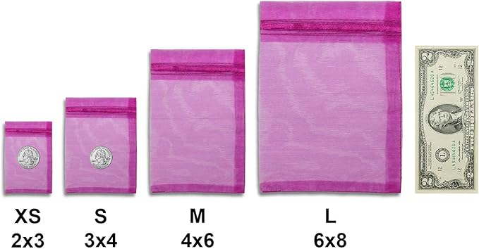 TheDisplayGuys 48-Pack 6x8 Hot Pink Sheer Organza Gift Bags - Image 5