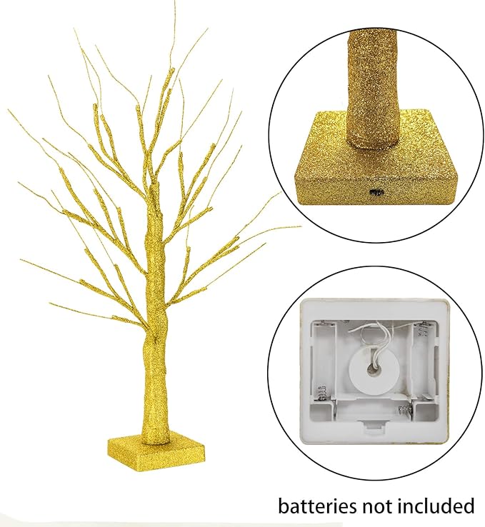 Sunnyglade 2PCS 2Ft 24 LED Birch Tree Light Fairy Tree Bonsai Tree Light Warm - Image 5