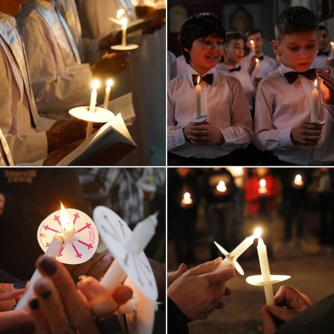 50 Church Candles with Drip Protectors - Image 6
