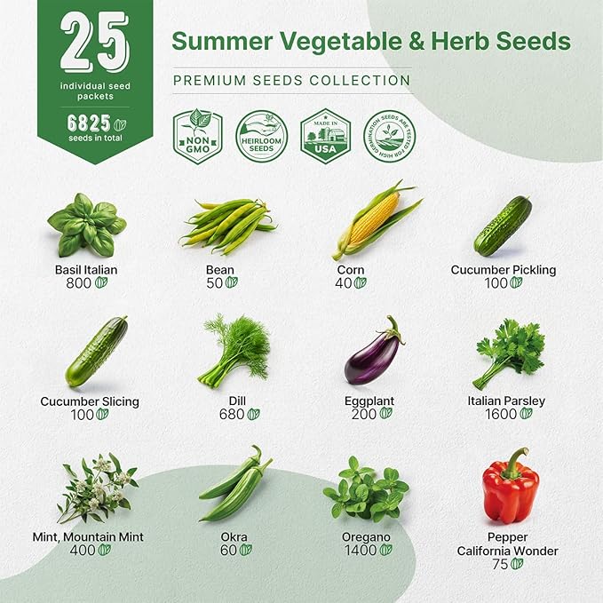 Organo Republic 25 Summer Vegetable & Herb Garden Seeds Variety Pack - Image 3