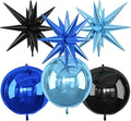 6Pcs Black Blue Foil Balloons, 22Inch Navy Blue Black 4D Round Ball Balloon and by Adorely