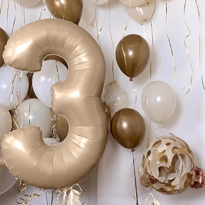 Nude Balloon Number 4, 40 Inch Large Self Inflating Brown Foil Number Balloons - Image 6
