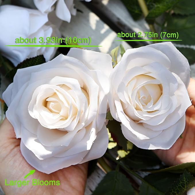 FiveSeasonStuff Floral White Artificial Silk Roses Flower Garland, Bendable - Image 4