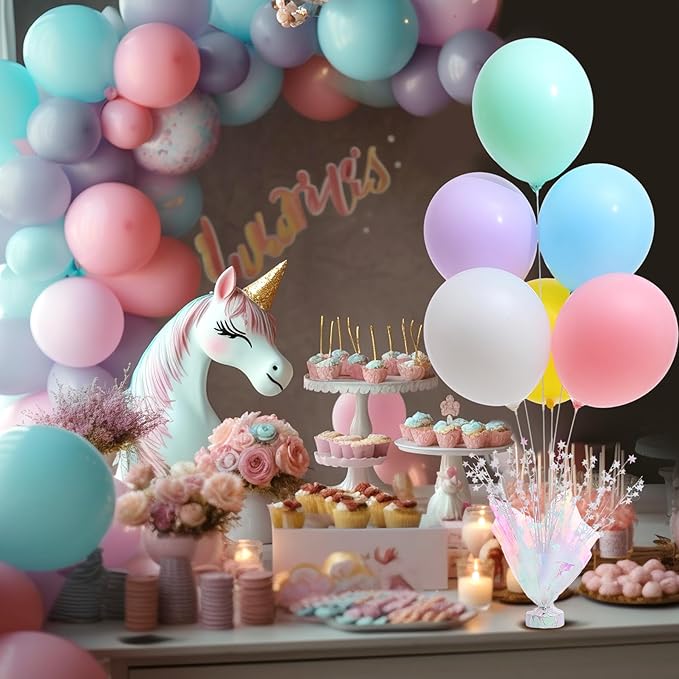2 Set Pastel Rainbow Balloon Table Centerpieces - Image 2