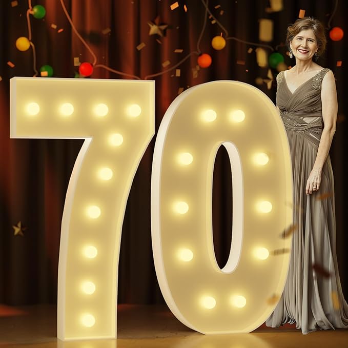 Marquee Numbers 4 Feet Tall Large Light Up Numbers 70th Birthday Decorations by Letsmakeitimpressive