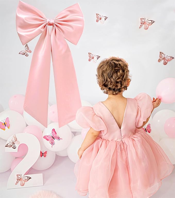 Large Pink Bow for Decorations Big Pink Ribbon Bows Banner Décor Large Bow Wall - Image 4