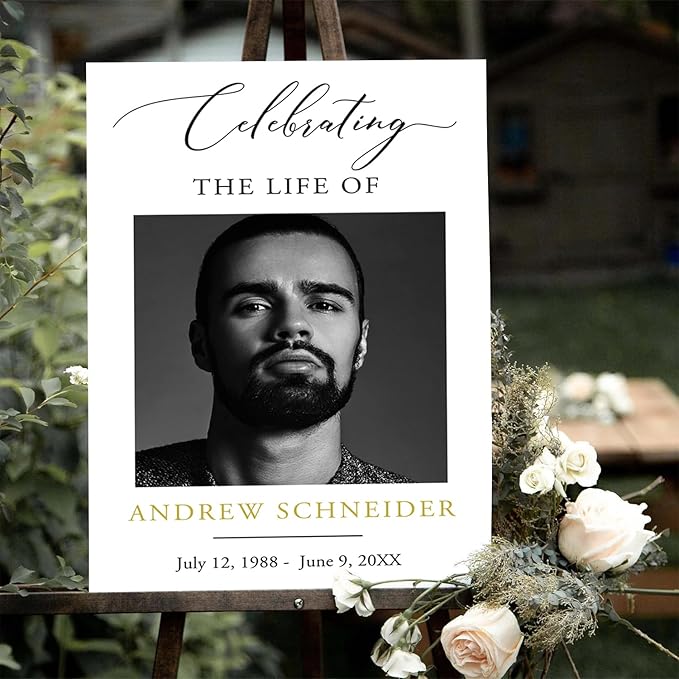 Funeral Welcome Sign, Obituary Template, Minimalist Funeral decor, Celebrating - Image 3