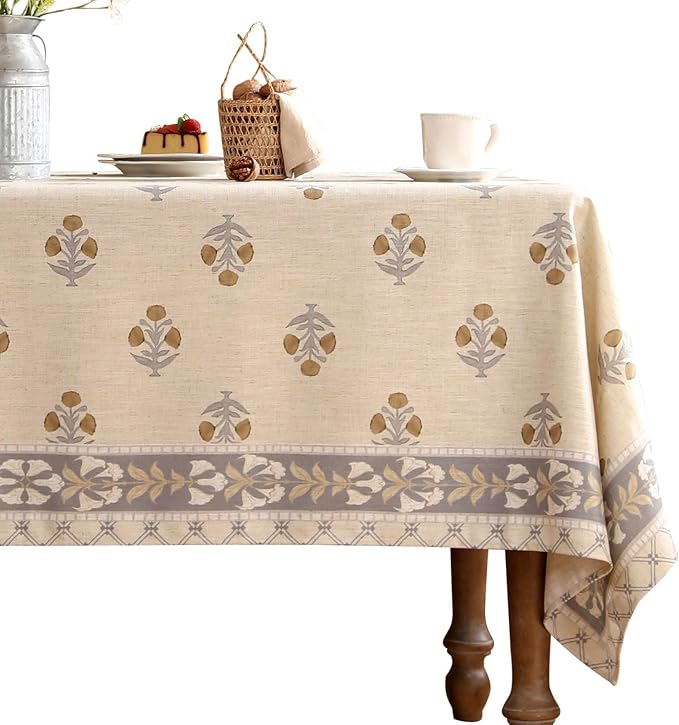patdrea Designer Beige Extra Long Tablecloth by Welcometopatdrea