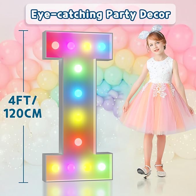 imprsv 4FT Colorful Marquee Light Up Letters I, 18 Colors Large Light up - Image 6