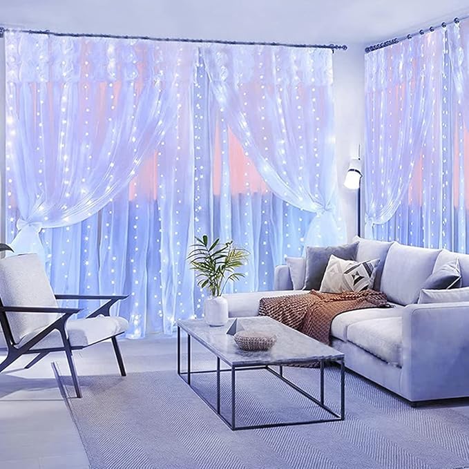 White Curtain Lights for Bedroom, 7.9Ftx5.9Ft 144 LED Waterproof USB Powered - Image 3