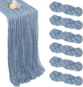6 Pack Dusty Blue Table Runner 10ft Boho Gauze Fabric Cheesecloth Table Runner by Pepmily
