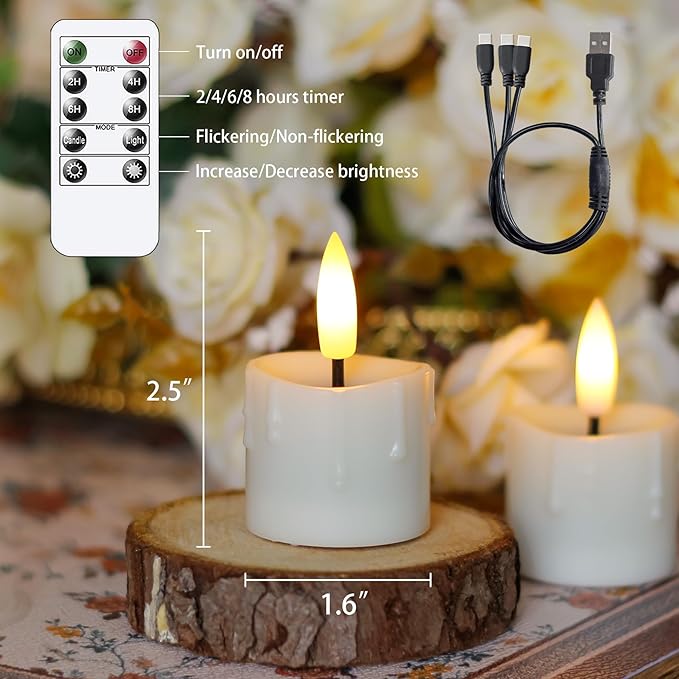 Rechargeable Flameless 1.6" x2.5" Tea Light Candles - Image 3