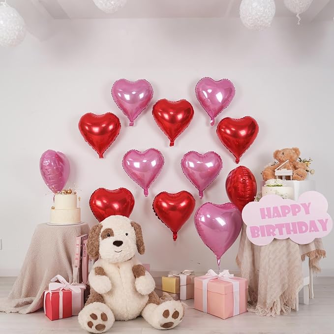 Pastel Pink Red Heart Balloons - Image 7