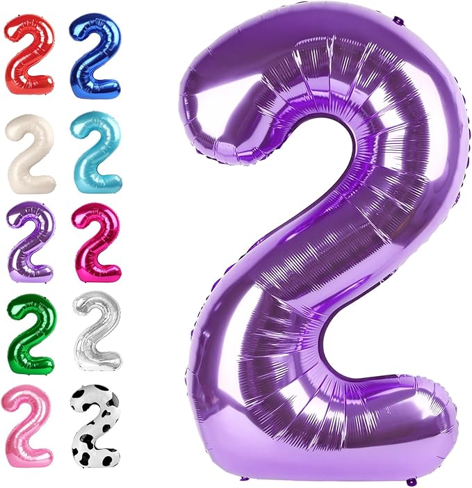 40 Inch Big Purple Number 2 Balloon Birthday Decoration, Number 2 Helium by Upgesy