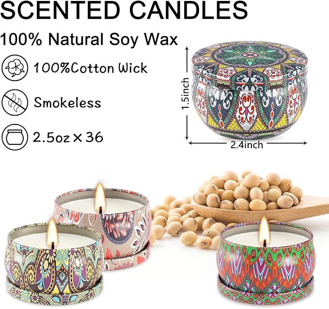 36 Pack Scented Candles Set for Home, Relaxing Stress Relief, Aromatherapy - Image 5