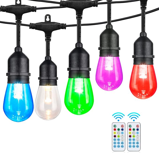 96FT Solar Outdoor String Lights, 30 Shatterproof Edison LED Bulbs, Dimmable by IPStank