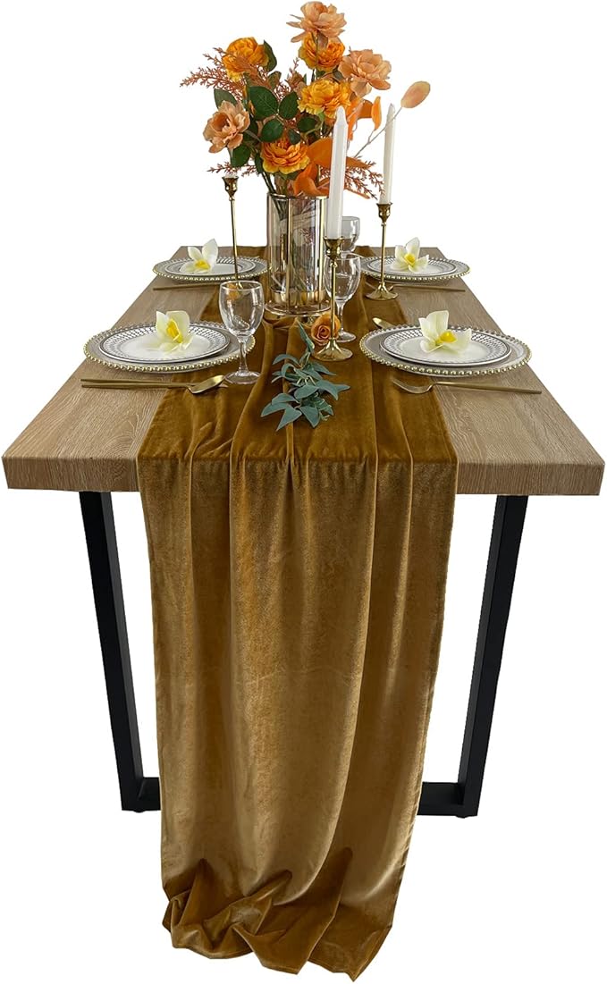Luxurious Velvet Table Runner, 10ft Wedding Reception Decorations, 20x120inch by EHLDekol