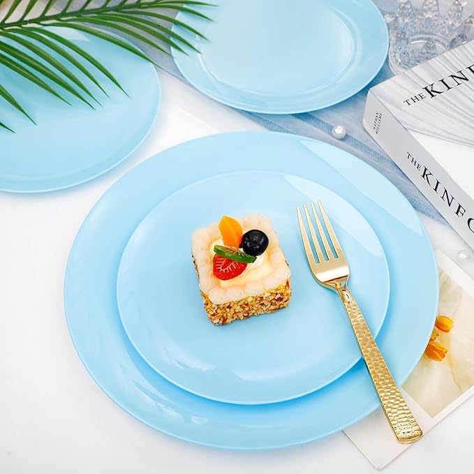 KIRE 60PCS Blue Plastic Plates Disposable - Image 4