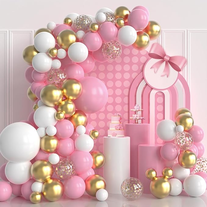 Pink and Gold Balloons Garland Kit, Wedding Decorations by PATYDECRO