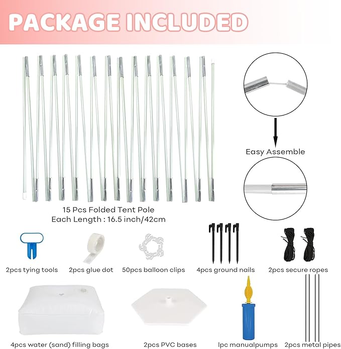 Paready White Balloon Arch Stand Kit, Adjustable Balloon Stand Arch - Image 2