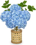 Hollyone Blue Hydrangea Artificial Flowers in Woven Glass Vase by Hollyone