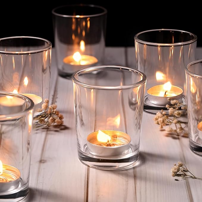 DARJEN 24Pcs Clear Votive Candle Holders- Clear Tea Lights Candle Holder - Image 6