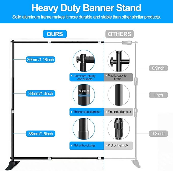 FUDESY 8x8 ft Backdrop Banner Stand, Heavy Duty Adjustable Background Stand Kit - Image 3
