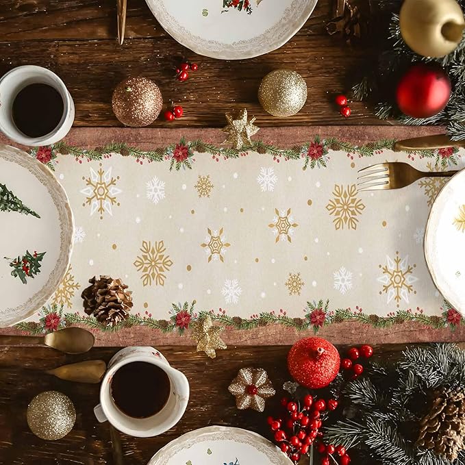 Christmas Gnomes Cotton Linen Table Runner - Image 6