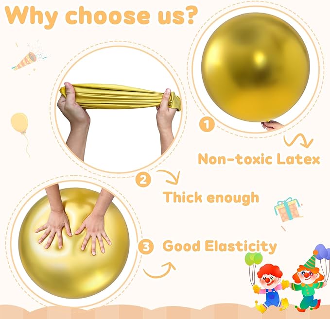 36 inch Metallic Gold Giant Balloons, balloons garland or arch as wedding - Image 3