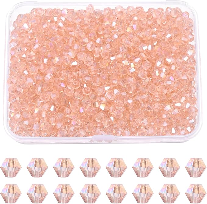 PATIKIL 1000pcs 3mm Bicone Glass Crystal Beads, Faceted Glass Spacer Beads by PATIKIL