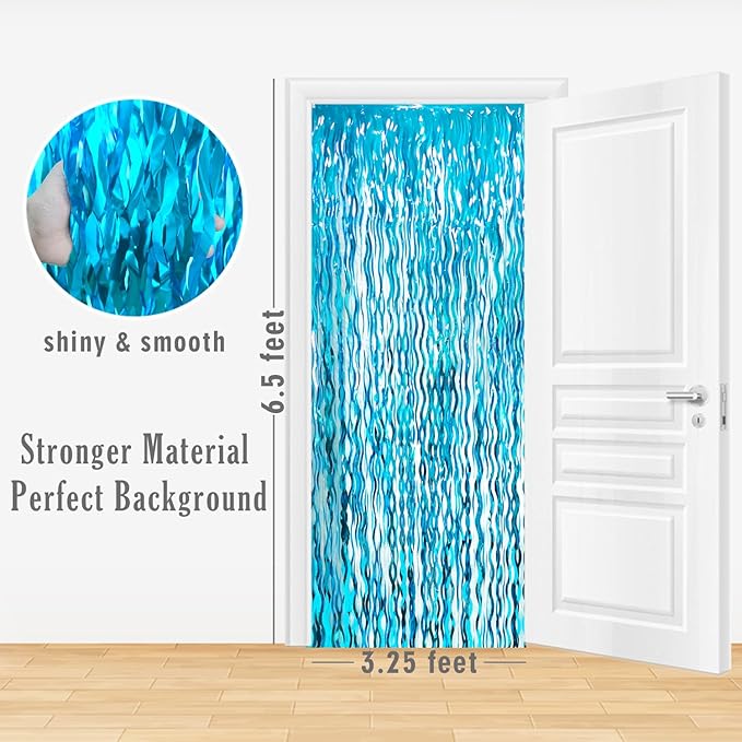 GOER 3.2 ft x 6.5 ft Metallic Tinsel Foil Fringe Curtains Party Photo Backdrop - Image 6