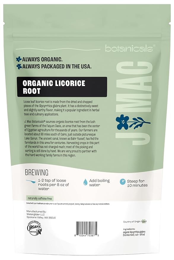 J MAC BOTANICALS Organic Licorice Root Tea, Cut and Sifted, Dried Herb - Image 8