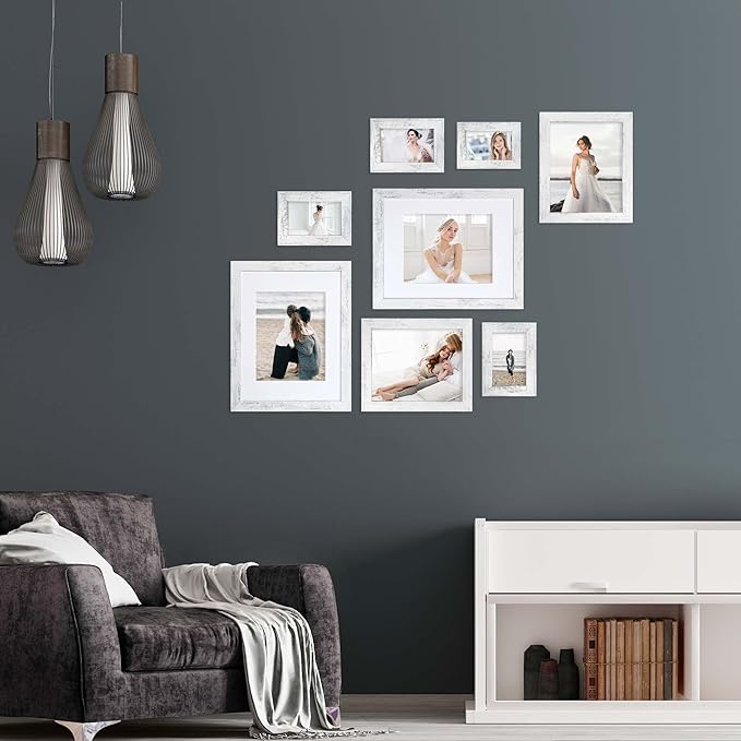 8.5x11 Picture Frame Set of 4, Distressed White Certificate Frame - Image 7