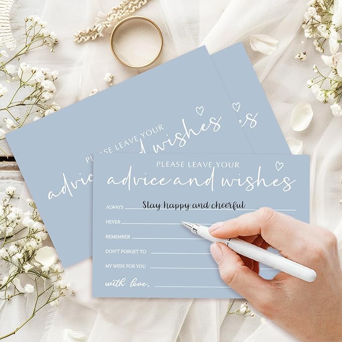 25 Advice and Wishes Cards, Minimalism Blue Fill-In Advice Cards - Image 3
