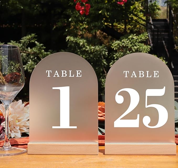 Wedding Table Numbers 1-25, Acrylic Arch Signs by ORGANTEAM