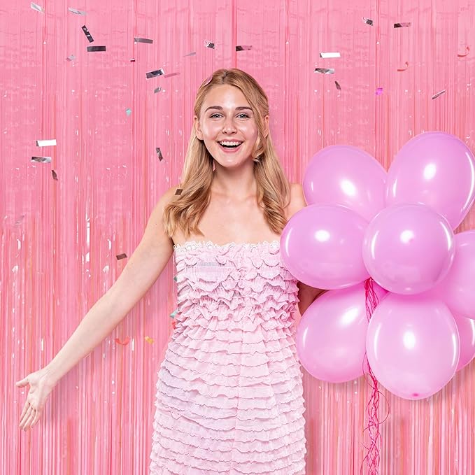 10 Pack Pastel Pink Streamers Party Decorations Party Backdrop Foil Fringe - Image 4