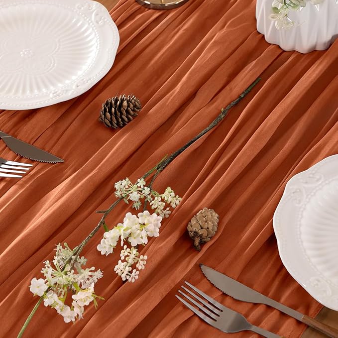 Terracotta Table Runner Cheesecloth Table Runner 10FT Farmhouse Table Runners - Image 2
