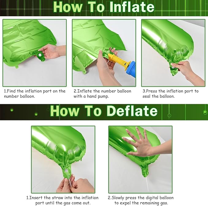 40 Inch Green Foil Balloon Number 8, Giant Self Inflating Number Balloons 0-9 - Image 7