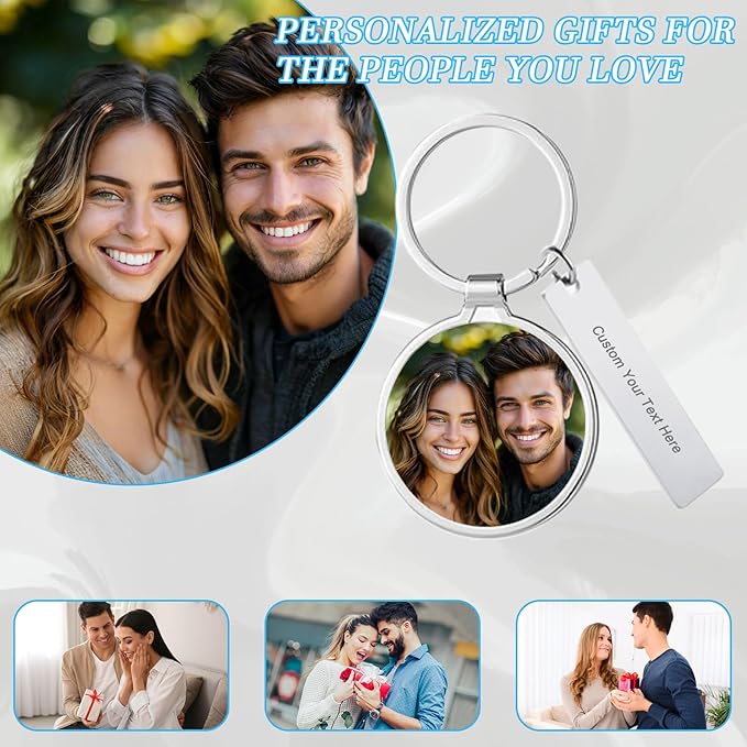 Custom Keychain with Picture Double-sided Personalized Photo Text Keychain - Image 4